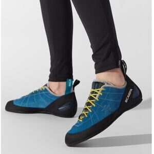Scarpa Helix 43.5 Men's 10 Blue Suede Lace Climbing Bouldering Shoes